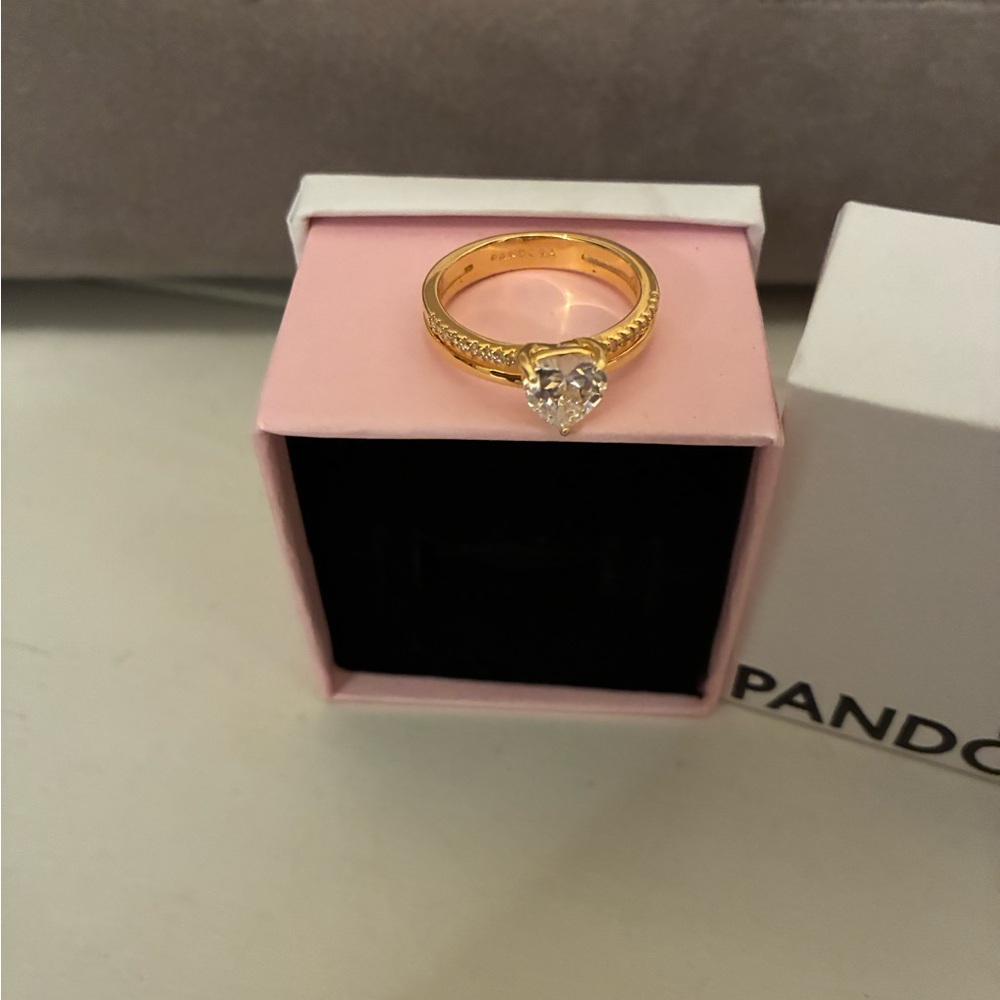Pandora Gold Heart-Shaped Ring with Silver Accents - Picture 5 of 5
